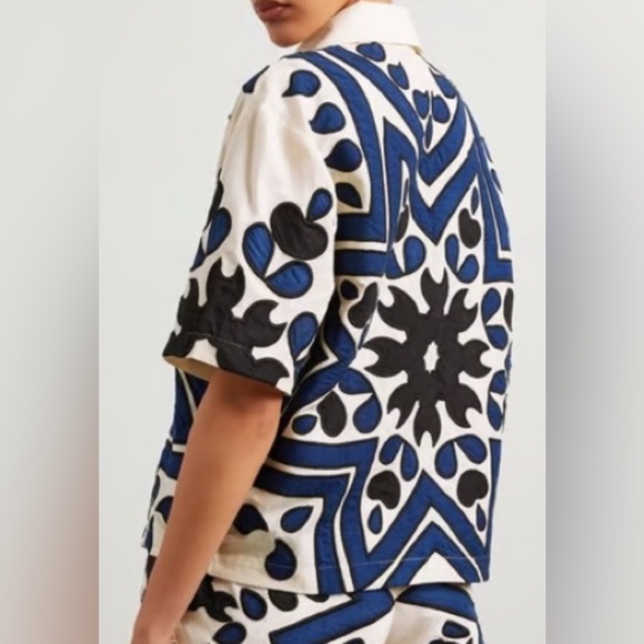 NWOT - Sea NY - Kaia Kaleidoscope Appliqué Short Sleeve Top - Navy - Small - Picture 2 of 8